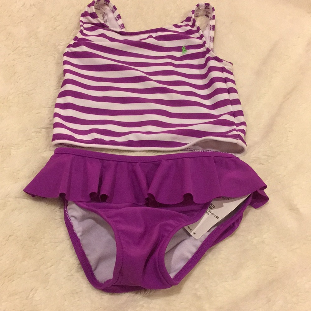 Ralph Lauren swimsuit striped ruffle 24 months
